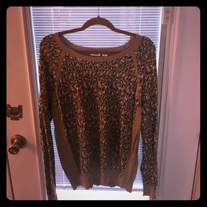 NWOT Cato Leopard Print Camel Cuffed Sweater XL